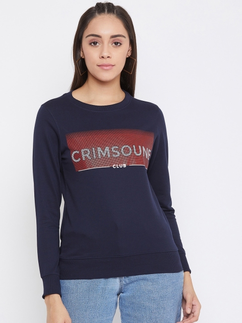 

Crimsoune Club Women Navy Blue Printed Sweatshirt