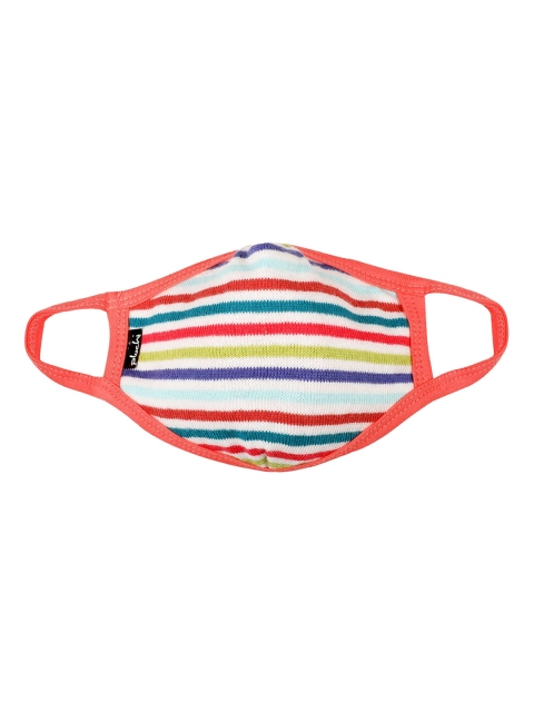 Pluchi Kids Red & Blue Striped 2-Ply Reusable Cloth Masks, Pink