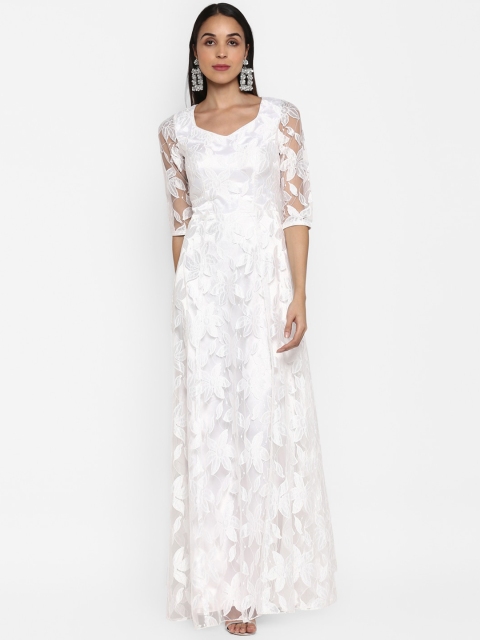 

TRENDY DIVVA Women White Self Design Maxi Dress