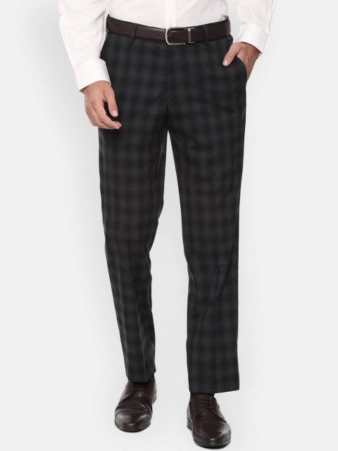 

Luxure by Louis Philippe Men Black Regular Fit Checked Formal Trousers