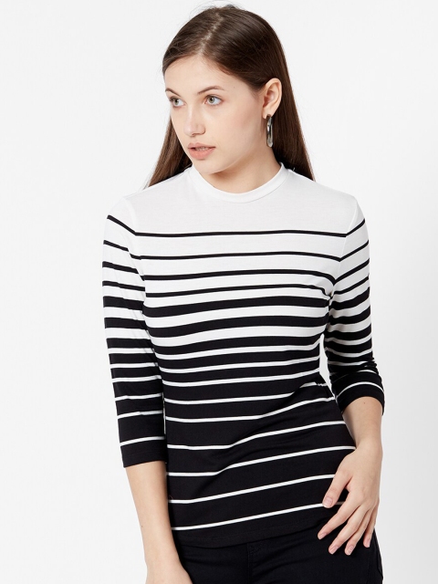 

Kraus Jeans Women Black & White Striped Top