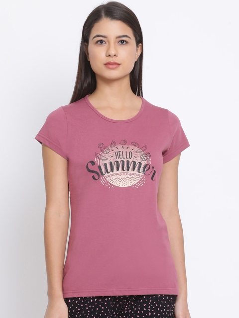 

Kanvin Women Pink Printed Lounge T-Shirt