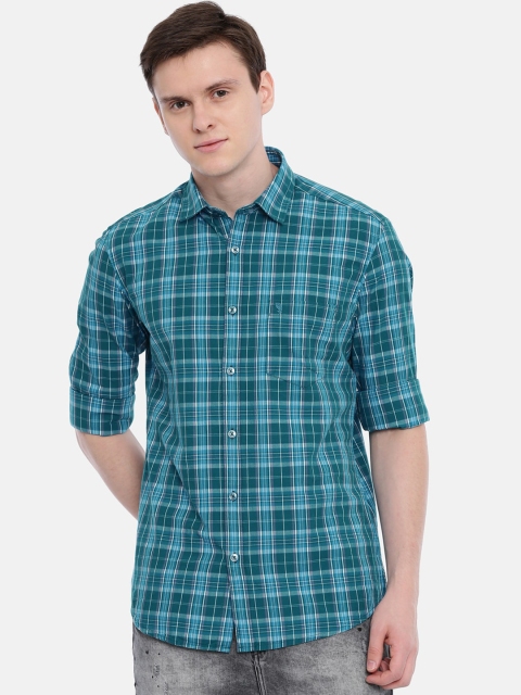 

Classic Polo Men Teal Blue Slim Fit Checked Casual Shirt