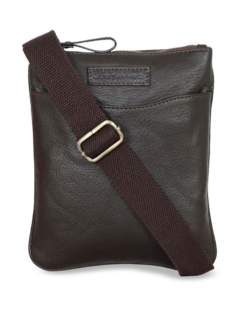 

Justanned Men Brown Solid Leather Messenger Bag