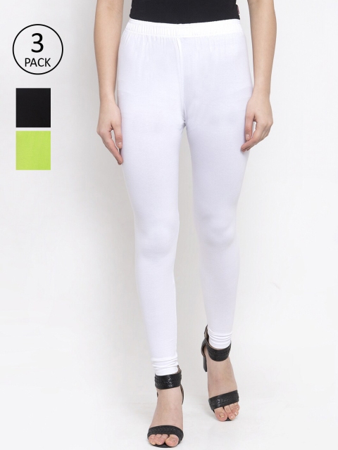 

TAG 7 Women Pack Of 3 Solid Leggings, Black