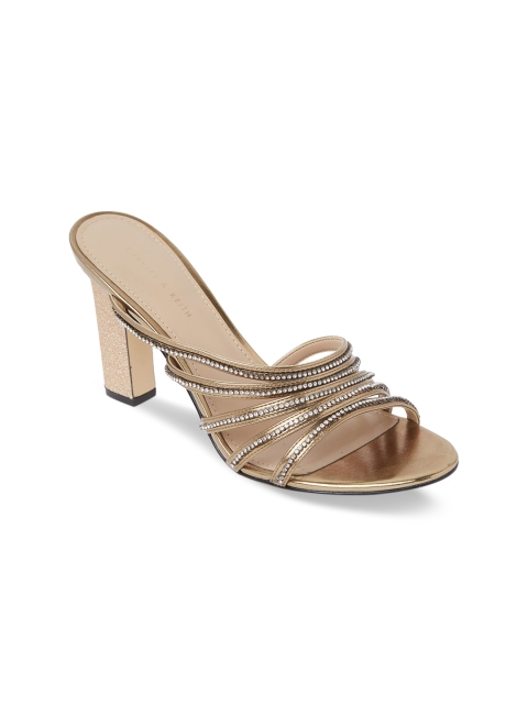 

CHARLES & KEITH Women Gold-Toned Embellished Sandals