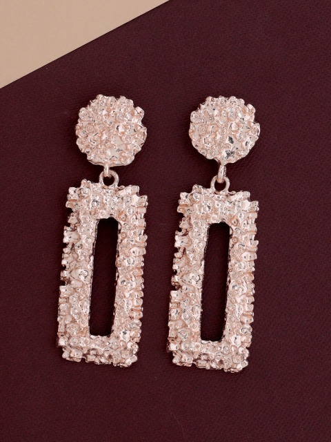 

Tistabene Pink Rose Gold-Plated Geometric Drop Earrings