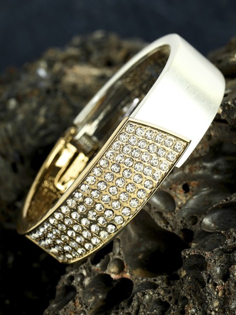 

ANIKAS CREATION Gold-Plated Hand Painted Cuff Bracelet