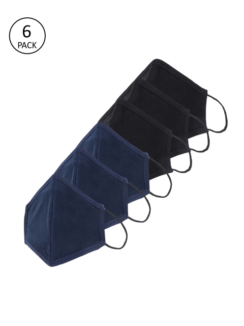 

Hypernation Adults Navy Blue Pack of 6 Reusable 2-Layers Cotton Cloth Mask