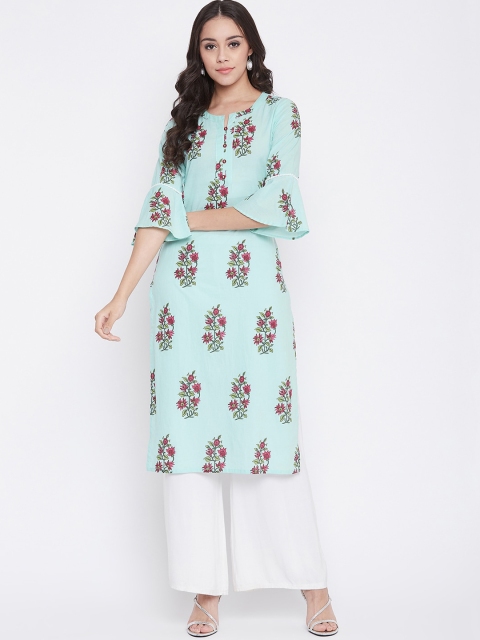 

ETHNIC STREET Women Turquoise Blue Printed Straight Kurta