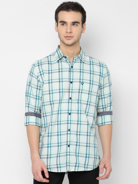 

Allen Solly Men Teal Slim Fit Checked Casual Shirt