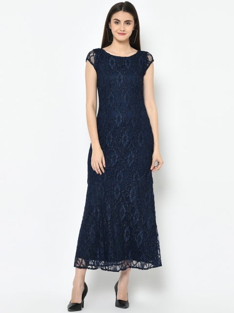 

Latin Quarters Women Navy Blue Lace Maxi Dress