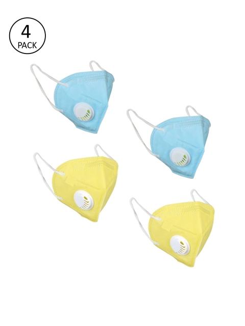 

OOMPH Unisex Pack of 4 Reusable 5-Ply Valved Mask, Blue