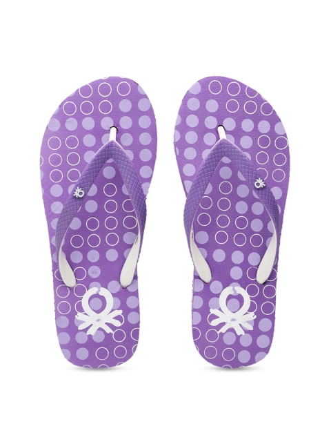 

United Colors of Benetton Women Purple & White Printed Thong Flip-Flops