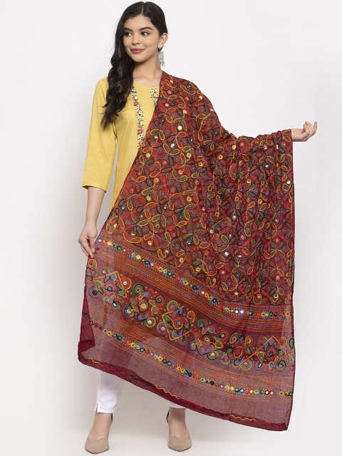 

Clora Creation Multicoloured Embroidered Cotton Dupatta, Multi