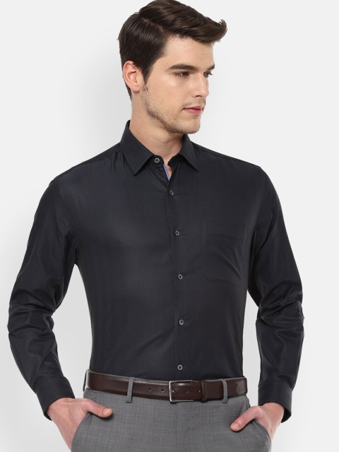 

Luxure by Louis Philippe Men Black Regular Fit Self Design Party Shirt