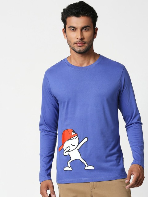 

Bewakoof Men Blue Printed Round Neck T-shirt