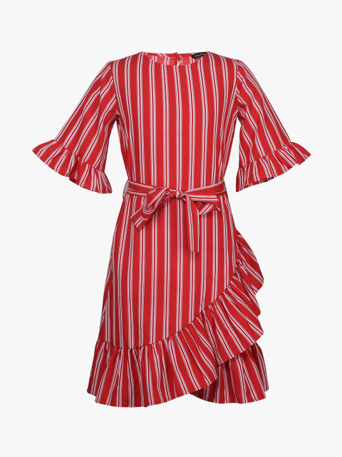 

Tiddlywings Girls Red & White Striped A-Line Dress