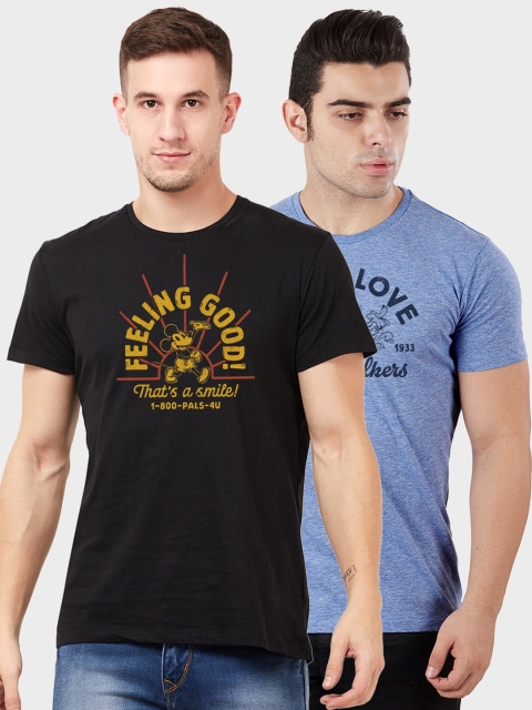 

Free Authority Men Pack of 2 Black Printed Round Neck T-shirts