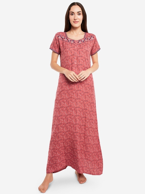 

Sand Dune Peach-Coloured Printed Nightdress