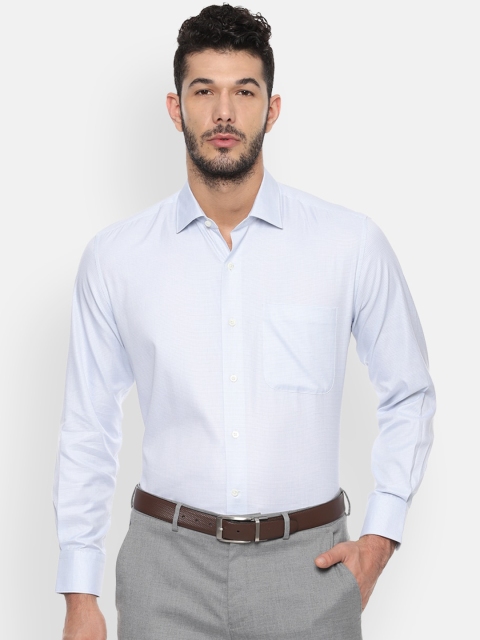 

Luxure by Louis Philippe Men Blue Regular Fit Self Design Formal Shirt