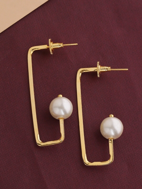 

Tistabene White & Gold-Toned Contemporary Dangler Earring