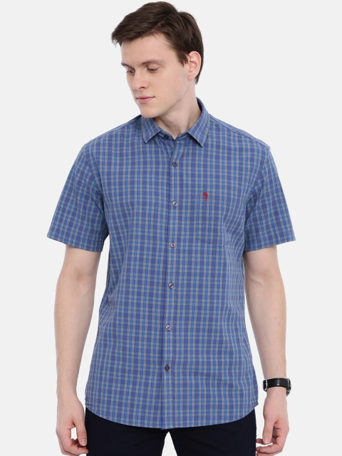 

Classic Polo Men Blue Slim Fit Checked Casual Shirt