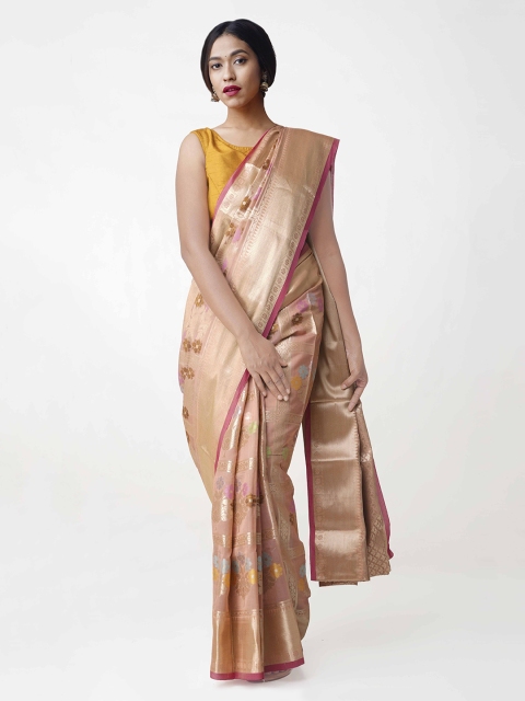 

Unnati Silks Rose-Gold Coloured Silk Cotton Woven Design Banarasi Saree