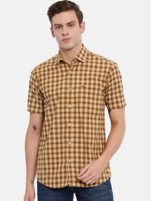 

Classic Polo Men Brown & Beige Slim Fit Checked Casual Shirt