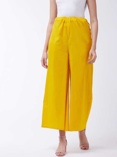 

InWeave Women Mustard Yellow Solid Flared Palazzos