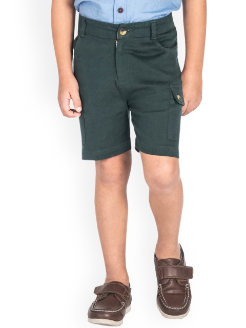 

Cherry Crumble Boys Bottle Green Solid Regular Fit Shorts