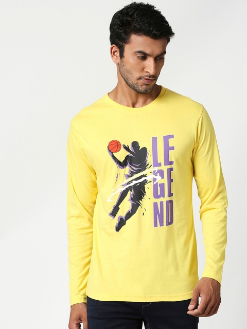 

Bewakoof Men Yellow Printed Round Neck T-shirt