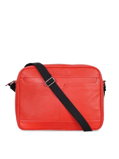 

Justanned Men Red Solid Leather Messenger Bag