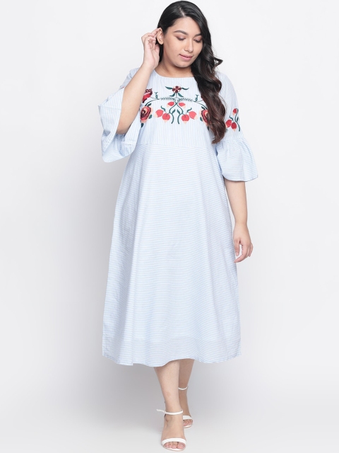 

Amydus Women Blue & White Striped A-Line Dress