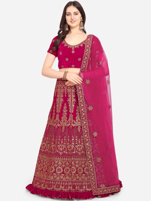 

VRSALES Women Pink Embroidered Semi-Stitched Lehenga & Unstiched Blouse with Dupatta