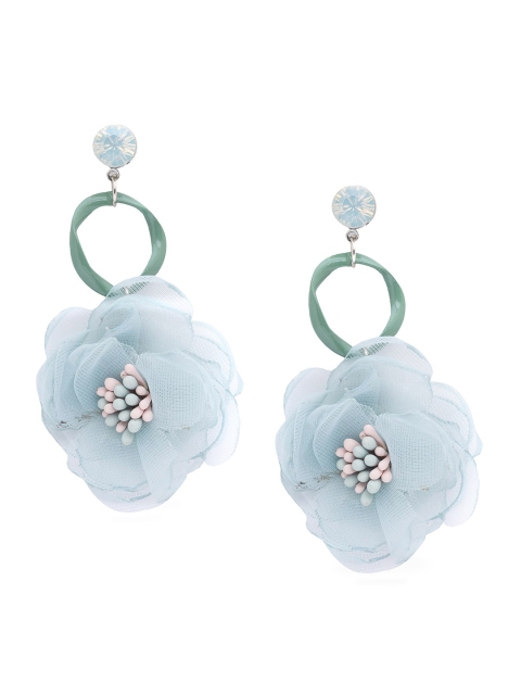 

Globus Silver-Plated & Teal Floral Enamelled Studs