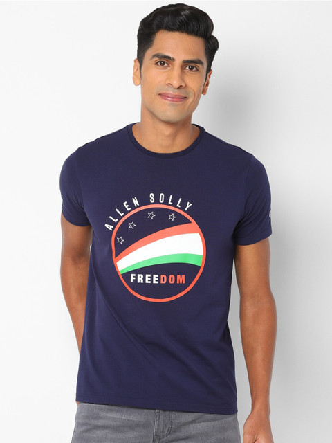

Allen Solly Men Navy Blue Printed Round Neck T-shirt
