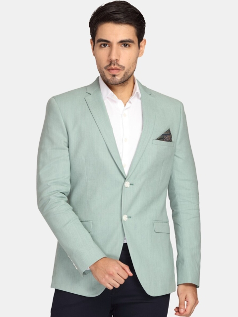 

Theme Men Green Solid Slim-Fit Single-Breasted Casual Blazer