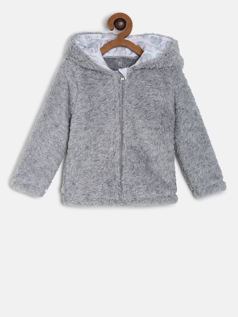 

MINI KLUB Boys Grey Solid Open Front Jacket