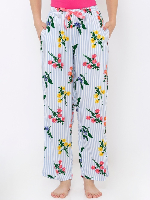 

Heart 2 Heart Women Blue & White Floral Printed Fiona Lounge Pants