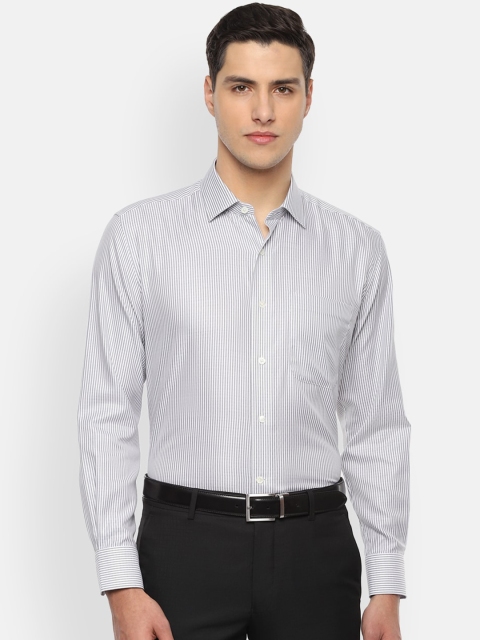 

Luxure by Louis Philippe Men Grey Regular Fit Striped Semiformal Shirt