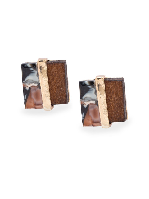 

Globus Brown Gold-Plated Square Studs