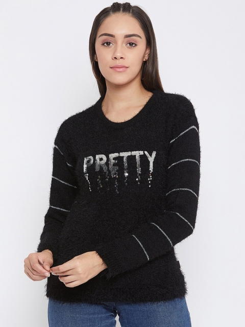

Crimsoune Club Women Black Embellished Pullover Sweater