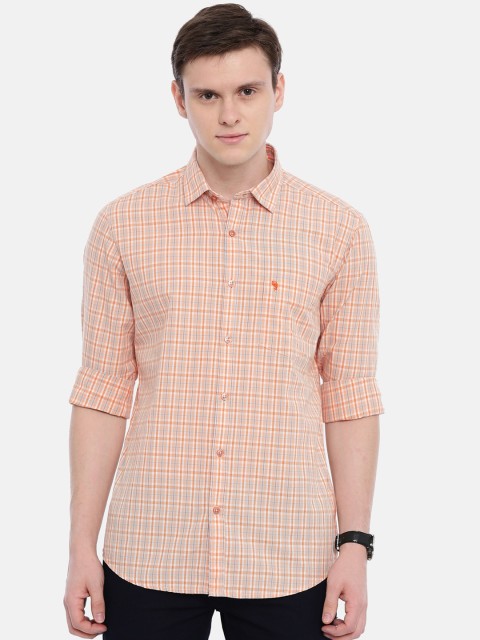 

Classic Polo Men Peach-Coloured Nancy Slim Fit Checked Casual Shirt