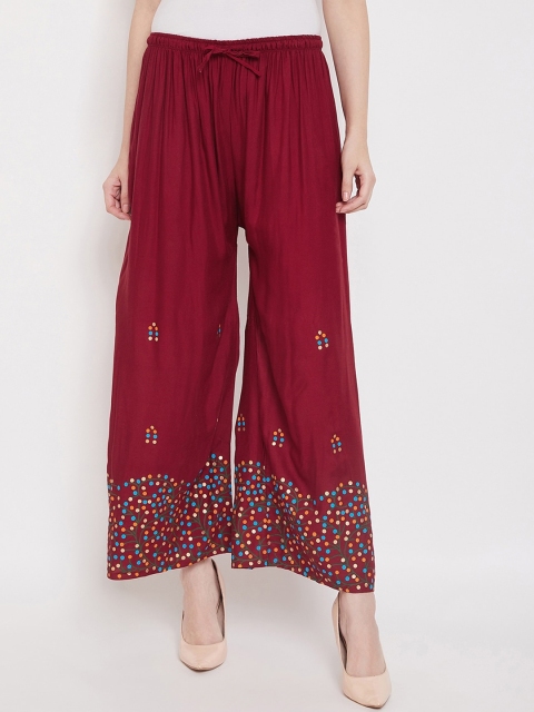 

Castle Women Maroon Printed Wide Leg Palazzos