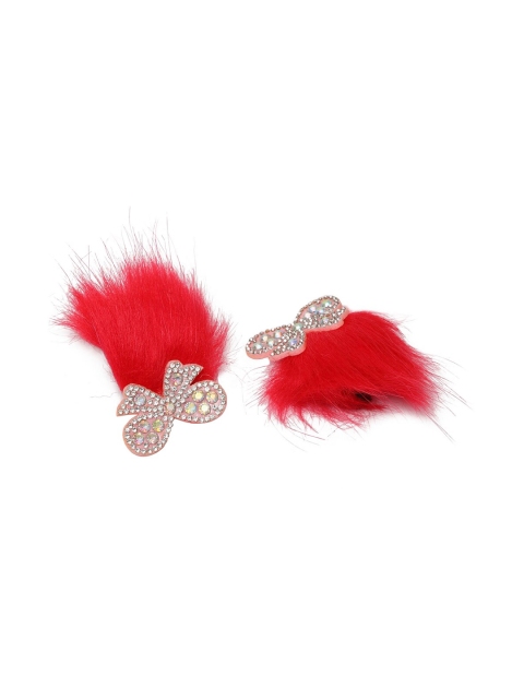 

Stoln Girls Red Set of 2 Fur Alligator Hair Clip