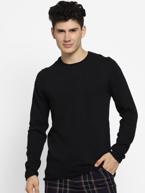 FOREVER 21 Men Black Solid Pullover Sweater