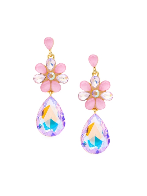 

Globus Women Pink Floral Drop Earrings