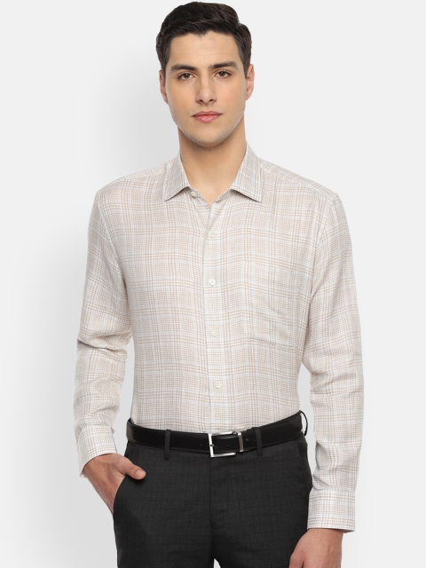 

Luxure by Louis Philippe Men Beige Regular Fit Checked Formal Shirt
