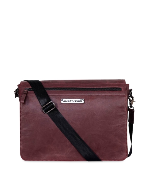 

Justanned Men Brown Textured Leather Messenger Bag